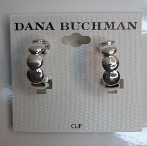 Dana Buchman Silver Circle Overlay Clip Earring
